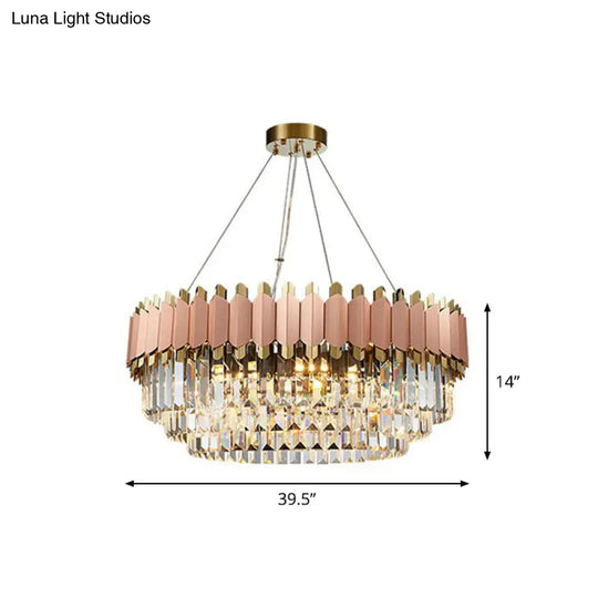 Contemporary Pink Crystal Chandelier Pendant Light For Living Room