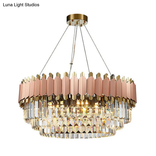 Contemporary Pink Crystal Chandelier Pendant Light For Living Room