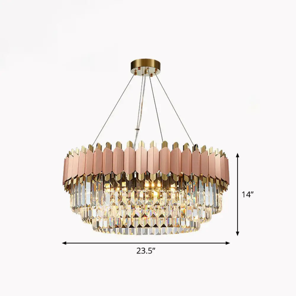 Contemporary Pink Crystal Chandelier Pendant Light For Living Room / 23.5’