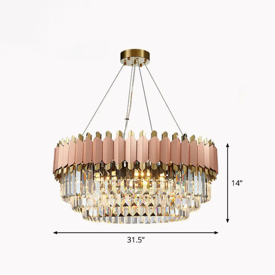 Contemporary Pink Crystal Chandelier Pendant Light For Living Room / 31.5’