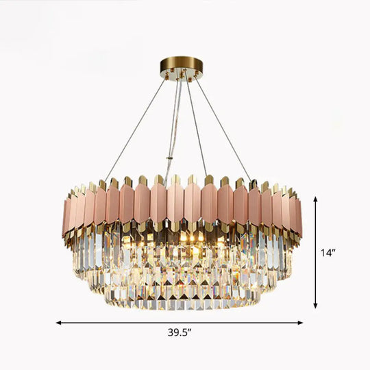 Contemporary Pink Crystal Chandelier Pendant Light For Living Room / 39.5’