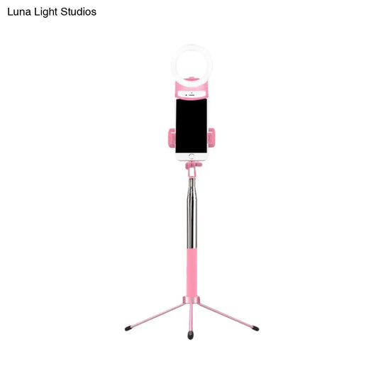 Contemporary Pink Metal Mobile Phone Holder With Ring Make-Up Lamp And Led Fill Flush Light