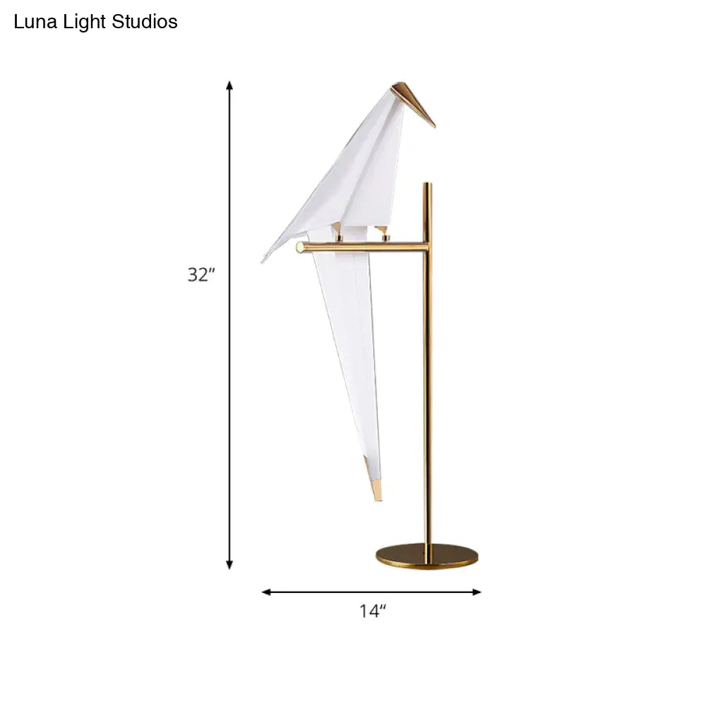 Contemporary Plastic Birdie Table Lamp With Gold Finish - Stylish Lighting For Living Room