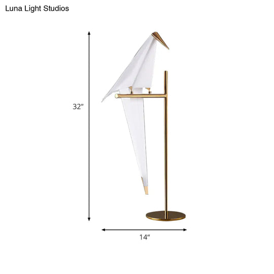 Contemporary Plastic Birdie Table Lamp With Gold Finish - Stylish Lighting For Living Room