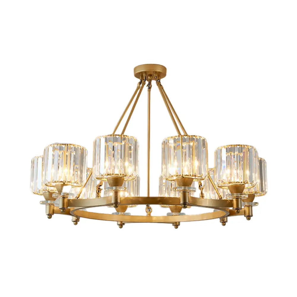 Contemporary Prismatic Crystal Chandelier - Black/Gold 3/6/8 Head Suspension Lamp For Dining Room