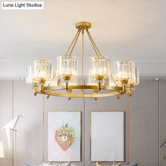 Contemporary Prismatic Crystal Chandelier - Black/Gold 3/6/8 Head Suspension Lamp For Dining Room