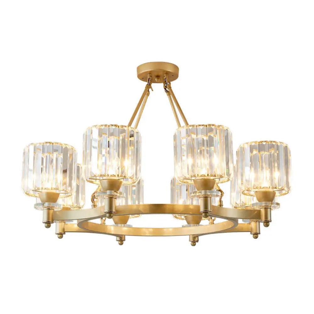 Contemporary Prismatic Crystal Chandelier - Black/Gold 3/6/8 Head Suspension Lamp For Dining Room