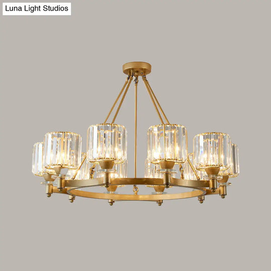 Contemporary Prismatic Crystal Cylinder Chandelier - Dining Room Ceiling Lamp (3/6/8-Head) In