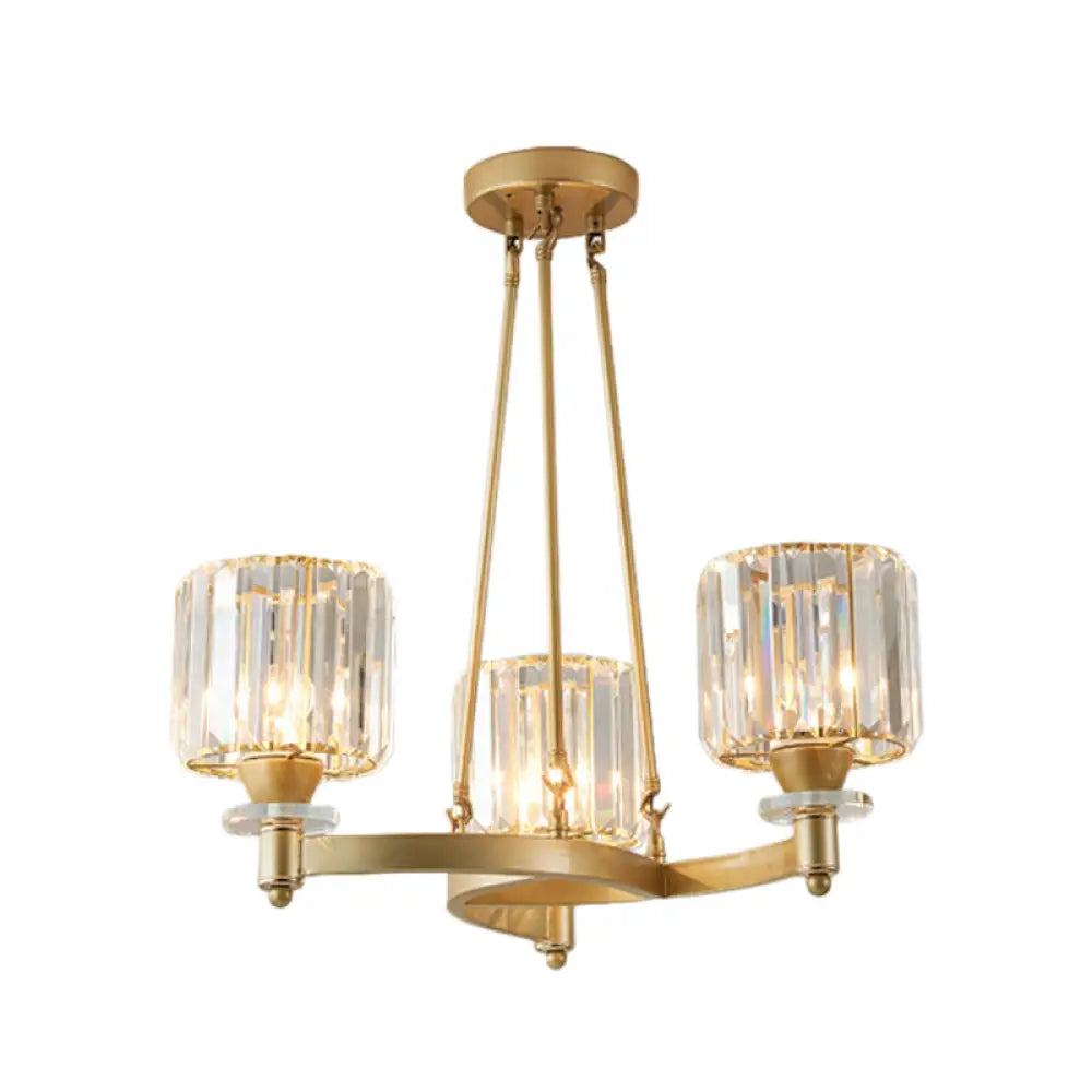 Contemporary Prismatic Crystal Chandelier - Black/Gold 3/6/8 Head Suspension Lamp For Dining Room