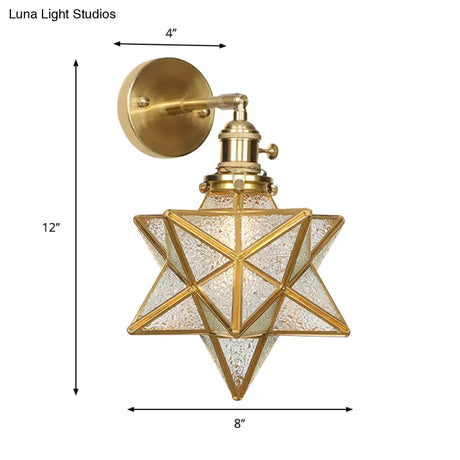 Contemporary Prismatic Glass Wall Sconce With Geometric Design - Brass Mount Light Fixture