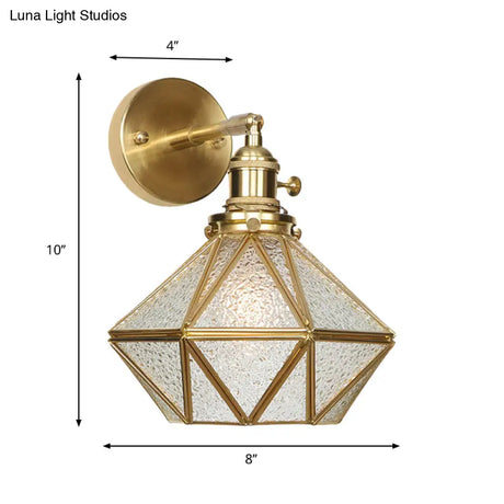 Contemporary Prismatic Glass Wall Sconce With Geometric Design - Brass Mount Light Fixture