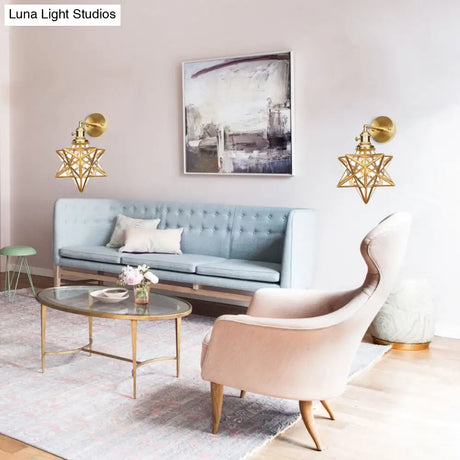 Contemporary Prismatic Glass Wall Sconce With Geometric Design - Brass Mount Light Fixture