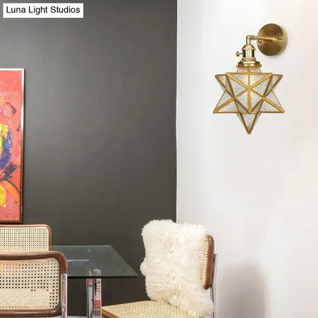 Contemporary Prismatic Glass Wall Sconce With Geometric Design - Brass Mount Light Fixture