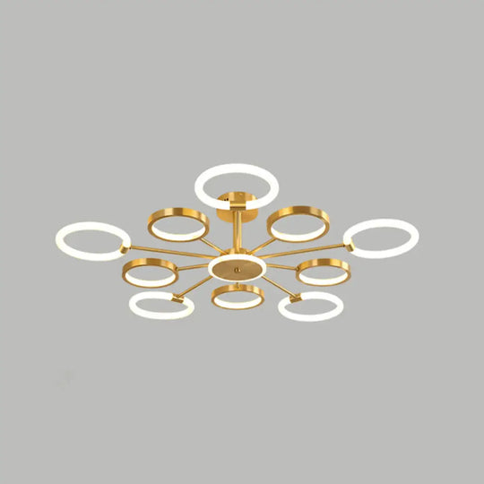 Contemporary Radial Chandelier Pendant Lighting For Living Room 10 / Brass