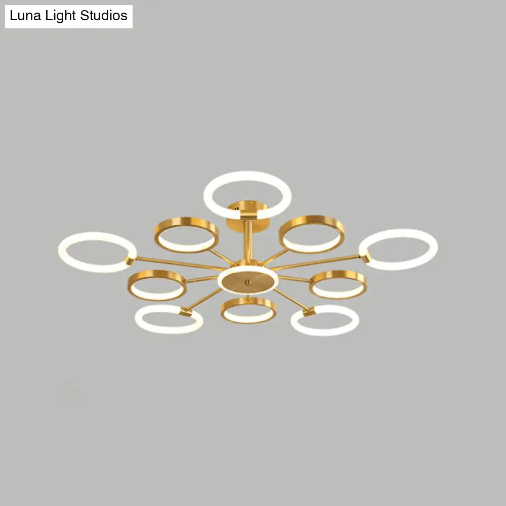 Contemporary Radial Chandelier Pendant Lighting For Living Room 10 / Brass