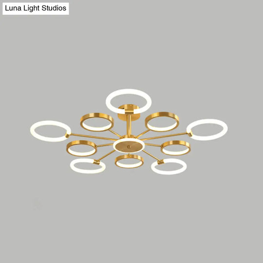 Contemporary Radial Chandelier Pendant Lighting For Living Room 10 / Brass