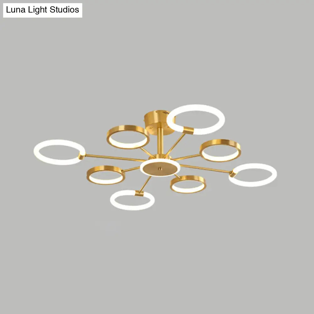 Contemporary Radial Chandelier Pendant Lighting For Living Room 8 / Brass