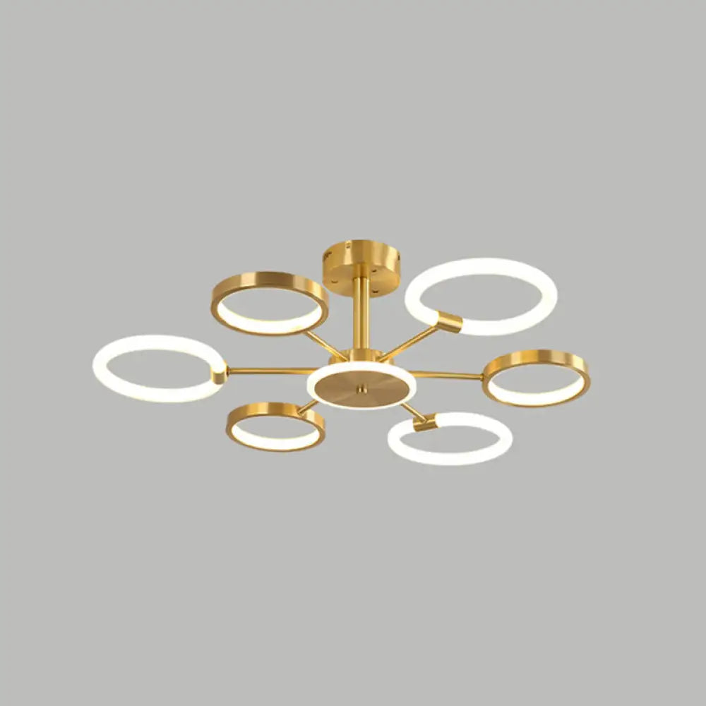 Contemporary Radial Chandelier Pendant Lighting For Living Room 6 / Brass