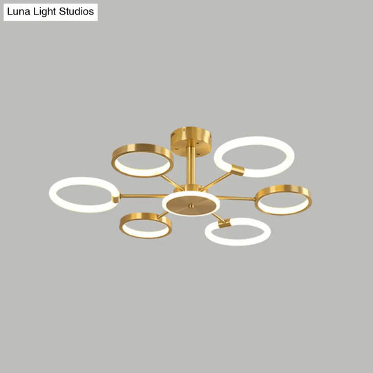 Contemporary Radial Chandelier Pendant Lighting For Living Room 6 / Brass