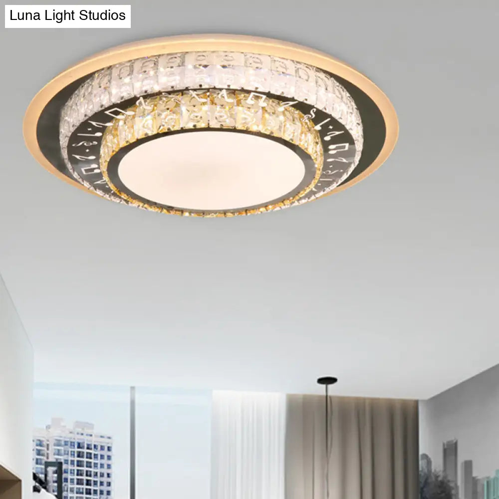 Contemporary Rectangle - Cut Crystal Flush Mount Ceiling Light In White Led