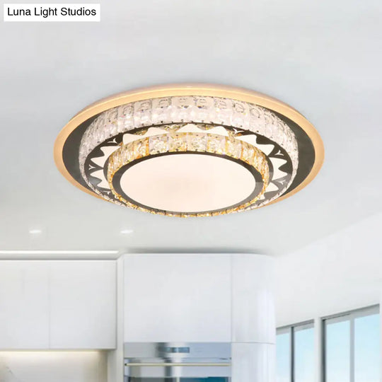 Contemporary Rectangle-Cut Crystal Flush Mount Ceiling Light In White Led