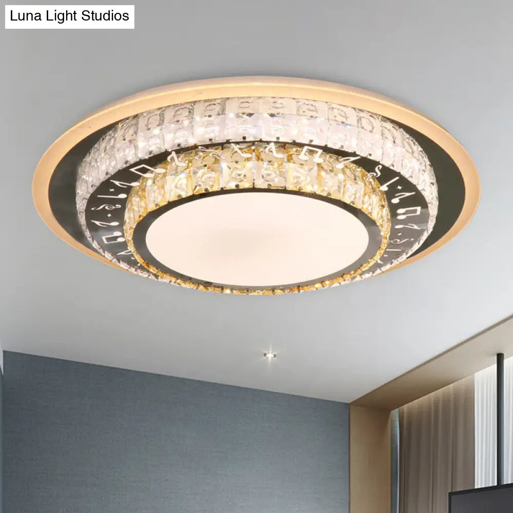 Contemporary Rectangle-Cut Crystal Flush Mount Ceiling Light In White Led Clear / B