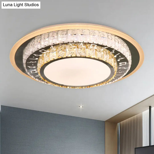 Contemporary Rectangle-Cut Crystal Flush Mount Ceiling Light In White Led Clear / B