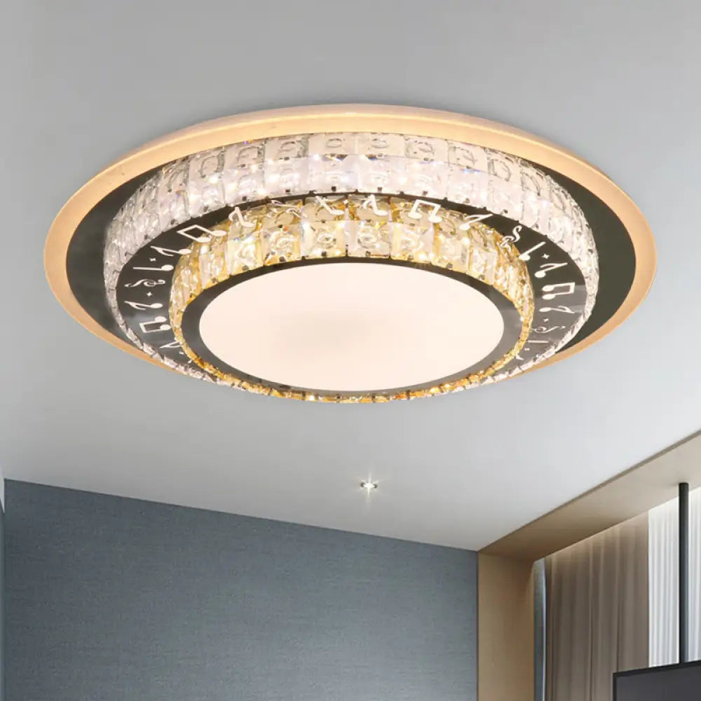 Contemporary Rectangle - Cut Crystal Flush Mount Ceiling Light In White Led Clear / B