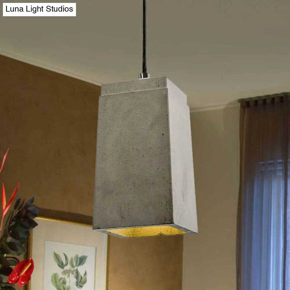 Contemporary Rectangle/Hexagon Pendant Light In Grey With Adjustable Cord Concrete Ceiling Fixture