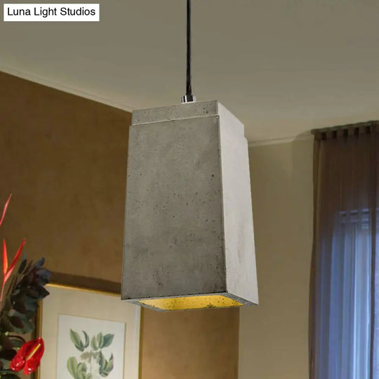 Contemporary Rectangle/Hexagon Pendant Light In Grey With Adjustable Cord Concrete Ceiling Fixture