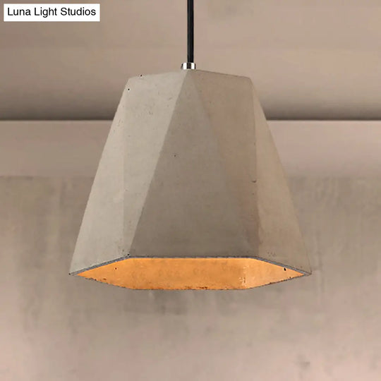 Contemporary Rectangle/Hexagon Pendant Light In Grey With Adjustable Cord Concrete Ceiling Fixture