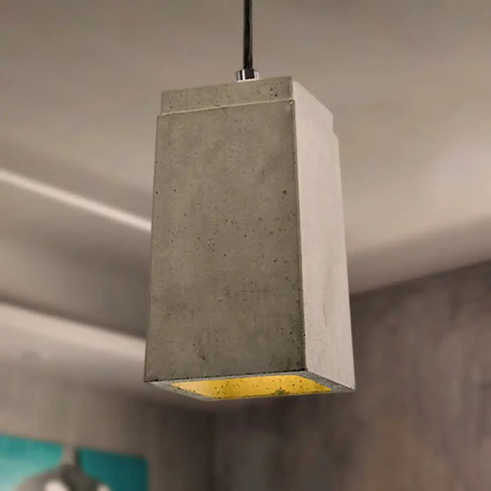 Contemporary Rectangle/Hexagon Pendant Light In Grey With Adjustable Cord Concrete Ceiling Fixture