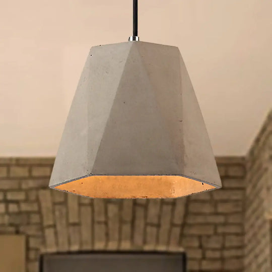 Contemporary Rectangle/Hexagon Pendant Light In Grey With Adjustable Cord Concrete Ceiling Fixture