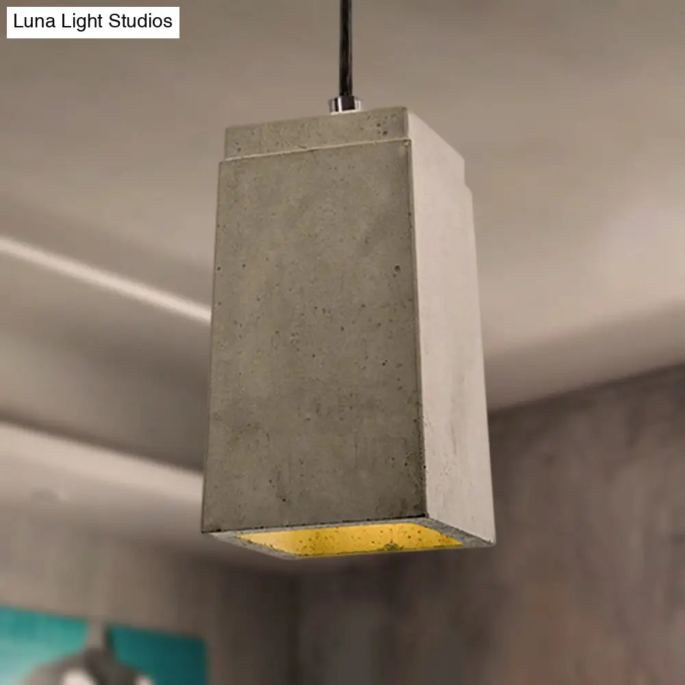 Modern Concrete Pendant Light With Adjustable Cord In Grey / Rectangle