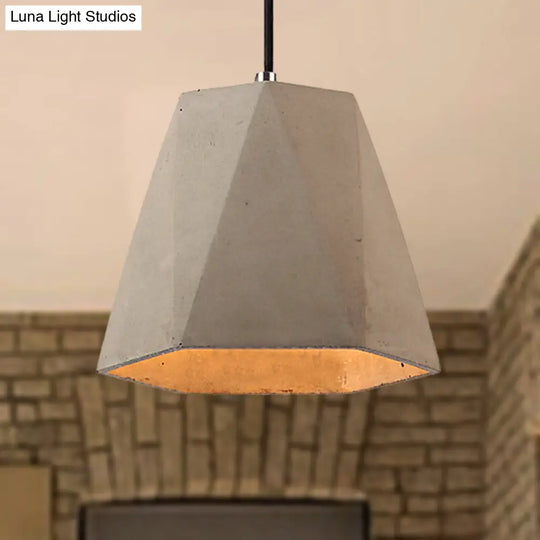 Modern Concrete Pendant Light With Adjustable Cord In Grey / Hexagon