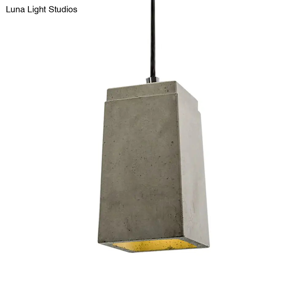 Contemporary Rectangle/Hexagon Pendant Light In Grey With Adjustable Cord Concrete Ceiling Fixture