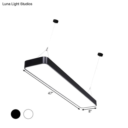 Contemporary Led Pendant Light: Black/White Rectangular Ceiling Lamp With Acrylic Shade - 4/8/12 W