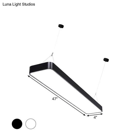 Contemporary Rectangle Pendant Light With Led Acrylic Shade Black/White 4’/8’/12’ W