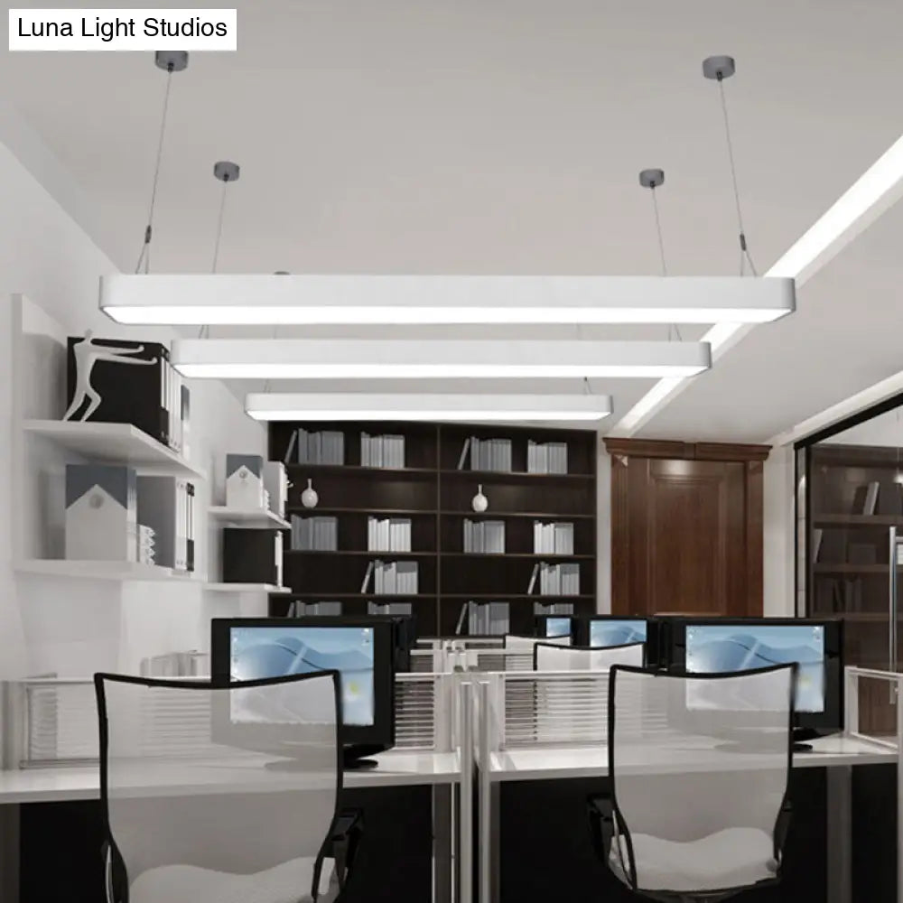 Contemporary Led Pendant Light: Black/White Rectangular Ceiling Lamp With Acrylic Shade - 4/8/12 W