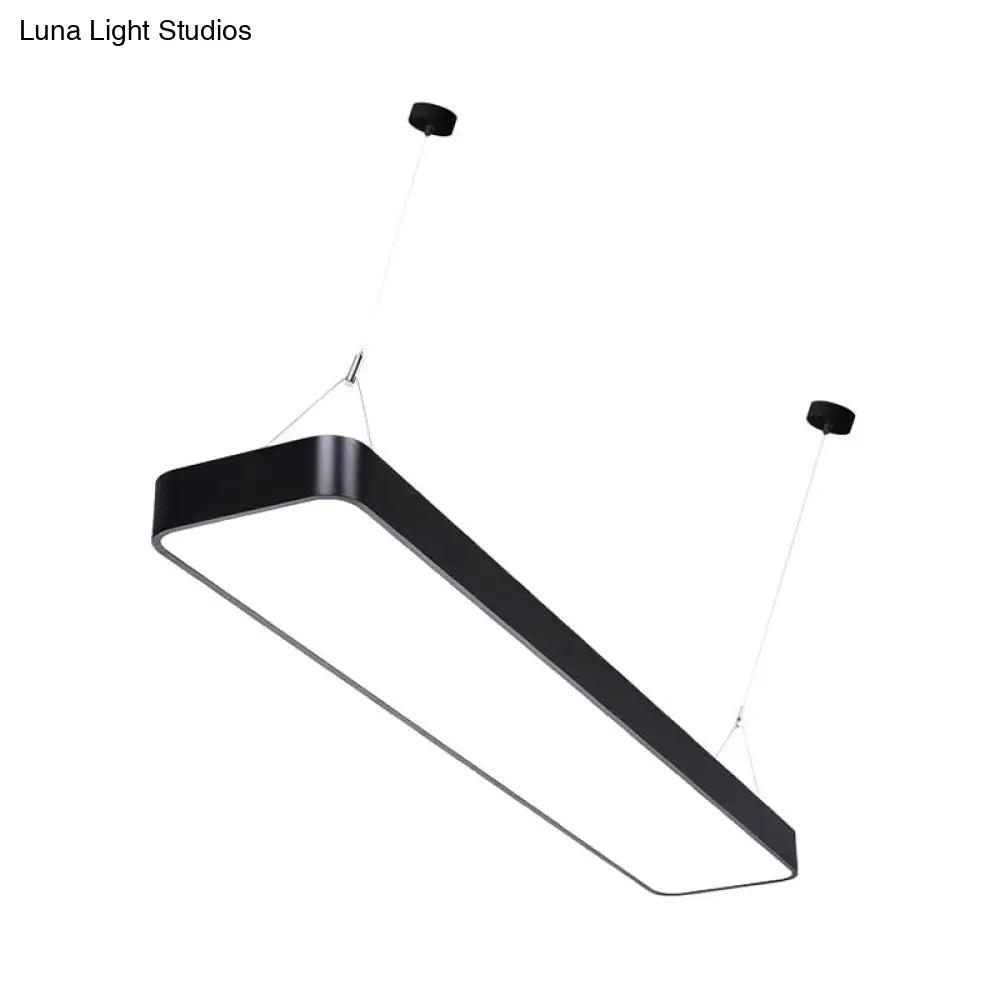 Contemporary Led Pendant Light: Black/White Rectangular Ceiling Lamp With Acrylic Shade - 4/8/12 W