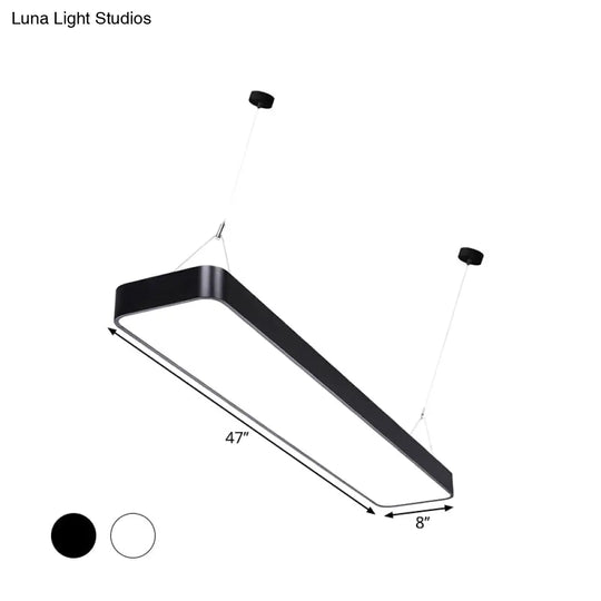Contemporary Rectangle Pendant Light With Led Acrylic Shade Black/White 4’/8’/12’ W