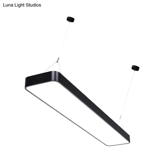 Contemporary Rectangle Pendant Light With Led Acrylic Shade Black/White 4’/8’/12’ W