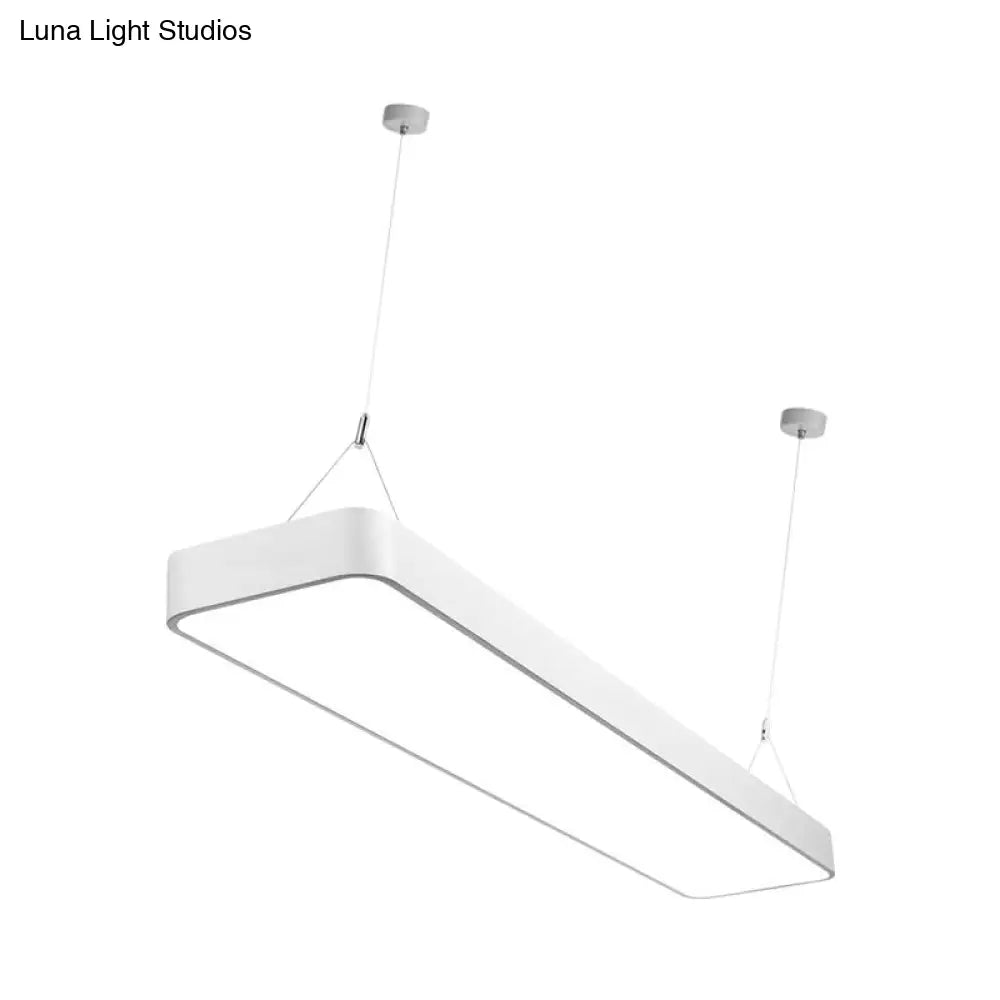 Contemporary Led Pendant Light: Black/White Rectangular Ceiling Lamp With Acrylic Shade - 4/8/12 W