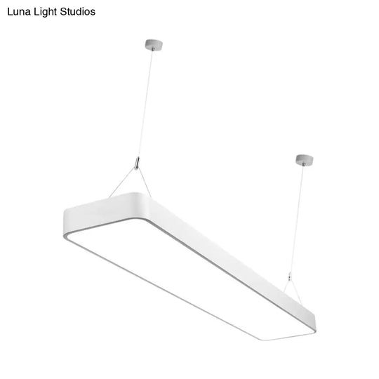 Contemporary Led Pendant Light: Black/White Rectangular Ceiling Lamp With Acrylic Shade - 4/8/12 W