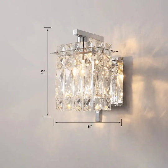 Contemporary Rectangle Wall Mount Sconce Light With Crystal Shade - Elegant Beveled Design 1 /