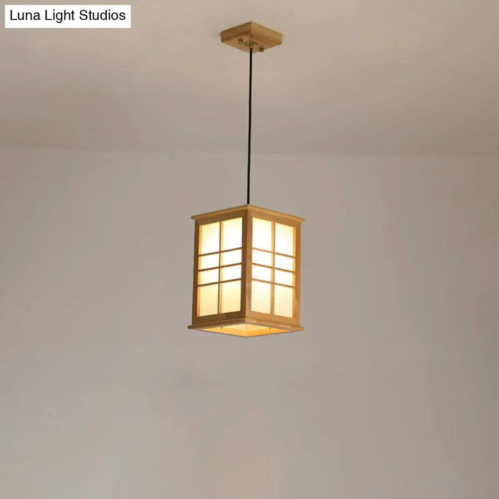 Contemporary Rectangle Wooden Led Pendant Light For Dining Room