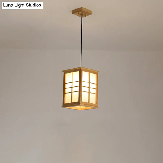 Contemporary Rectangle Wooden Led Pendant Light For Dining Room