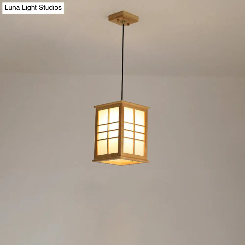 Contemporary Wooden Led Dining Room Pendant Light Fixture - Rectangle Shaped
