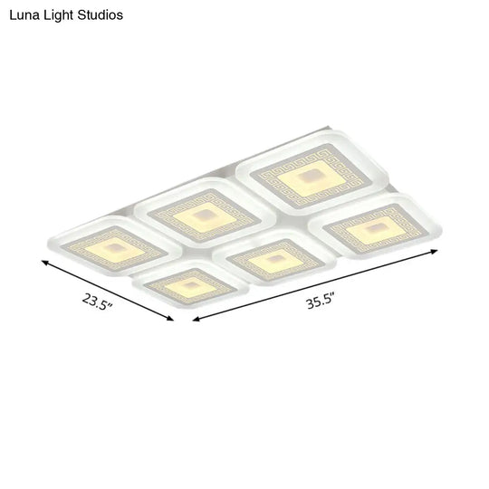 Contemporary Rectangular Ceiling Light With 6 White Bulbs - Perfect For The Living Room