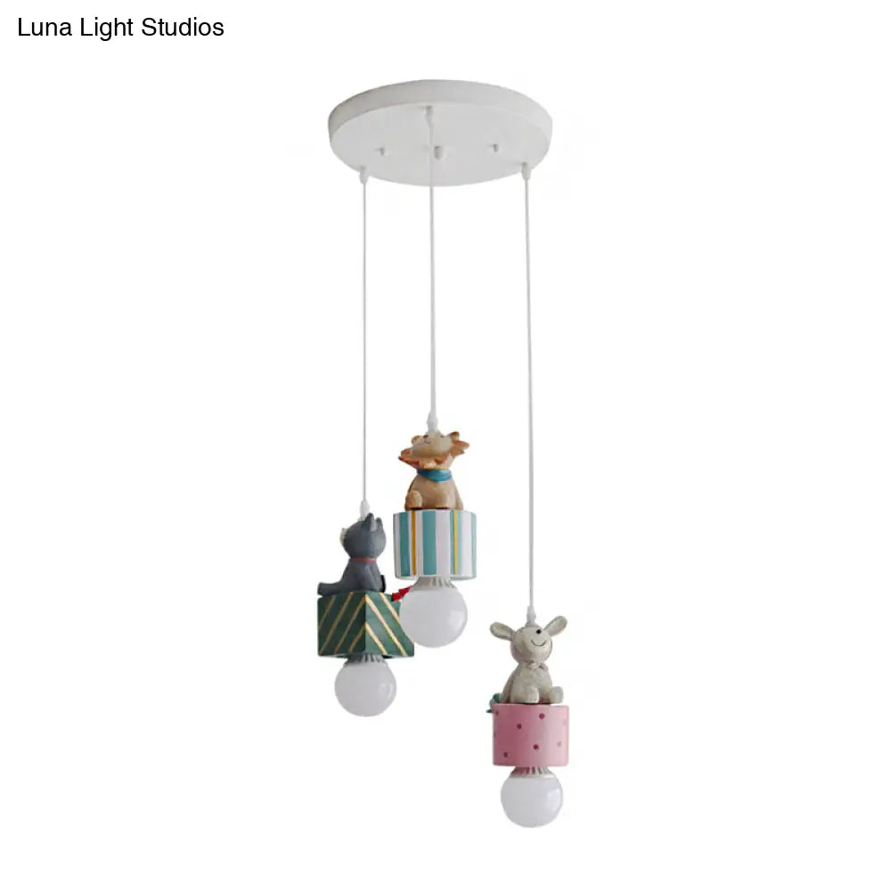 Contemporary Resin Animal Suspension Pendant Light For Dining Room Corridor And Kids